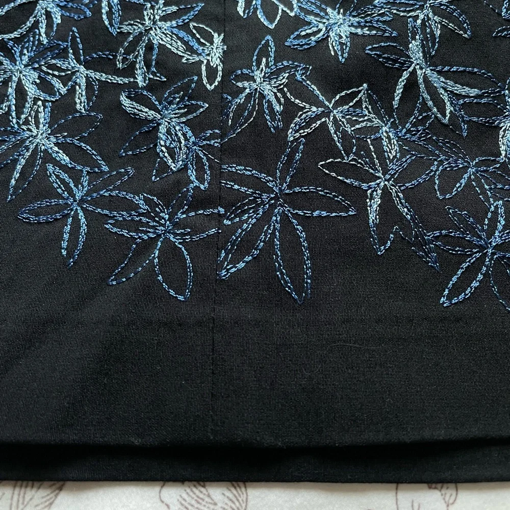 Express Y2K Blue Floral Embroidered Black Sheath Dress 2 Office Corpcore 90s‎